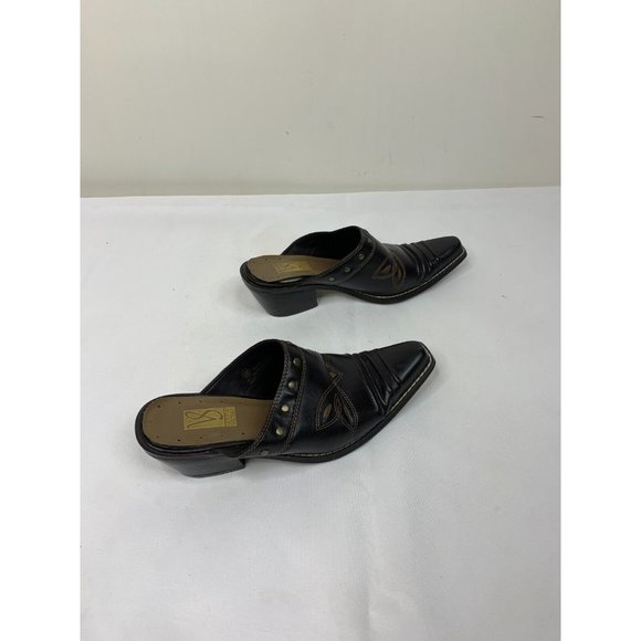 Victoria Spencer Womens 6M Brown Ranger Mule Heel Studded Slip On Clog Shoes - Picture 5 of 11